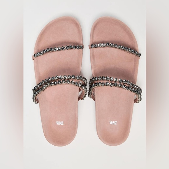 ZARA RHINESTONE FLAT SANDALS - Picture 7 of 12